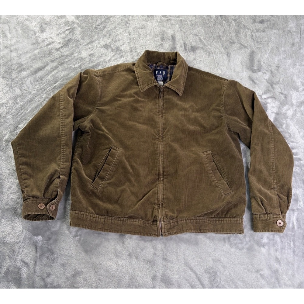 Gap Jacket 1990s Mens S Brown Full Zip Quilted Insulated
